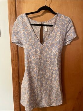 RVCA Lavender Mini Dress with White & Peach Daisy Print